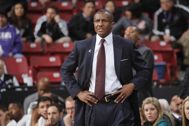 SACRAMENTO, CA - FEBRUARY 5: Head Coach Dwane Casey of the Toronto Raptors coaches against the Sacramento Kings on February 5, 2014 at Sleep Train Arena in Sacramento, California. NOTE TO USER: User expressly acknowledges and agrees that, by downloading and or using this photograph, User is consenting to the terms and conditions of the Getty Images Agreement. Mandatory Copyright Notice: Copyright 2014 NBAE (Photo by Rocky Widner/NBAE via Getty Images)