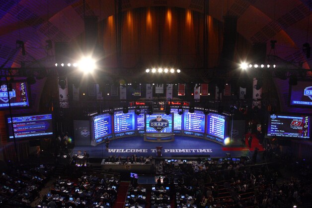 NEW YORK, NY - APRIL 26:  A detail of the video board and stage during the 2012 NFL Draft at Radio City Music Hall on April 26, 2012 in New York City.  (Photo by Chris Chambers/Getty Images)