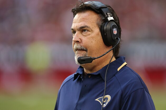 GLENDALE, AZ - DECEMBER 08:  Head coach Jeff Fisher of the St. Louis Rams watches from the sidelines during the NFL game against the Arizona Cardinals at the University of Phoenix Stadium on December 8, 2013 in Glendale, Arizona. The Cardinals defeated the Rams 30-10.  (Photo by Christian Petersen/Getty Images)