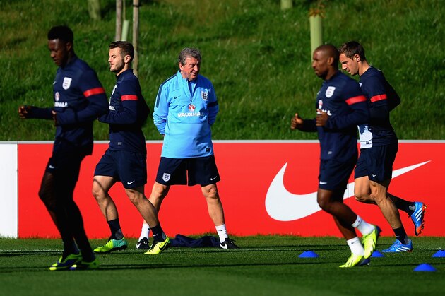 BURTON-UPON-TRENT, ENGLAND - OCTOBER 08:  Roy Hodgson of England looks on during a training session at St Georges Park on October 8, 2013 in Burton-upon-Trent, England.  (Photo by Laurence Griffiths/Getty Images)
