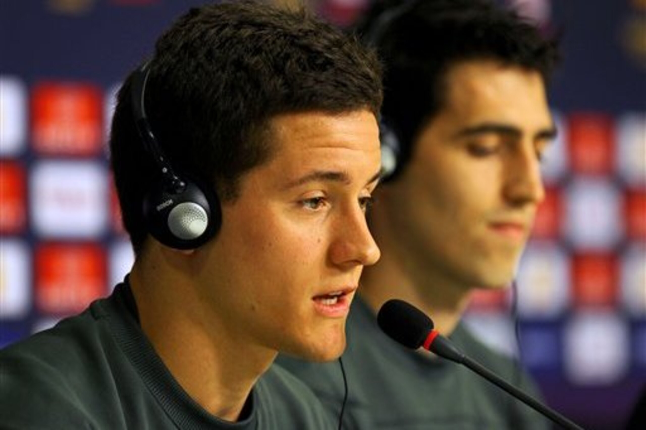 In this handout photo made available by UEFA Athletic Bilbao's Ander Herrera speaks during a press conference at the National Arena in Bucharest, Romania Tuesday May 8, 2012. Atletico Madrid will play Athletic Bilbao in the final of the Europa League on Wednesday. (AP Photo//Matthew Lewis, UEFA) In this handout photo made available by UEFA Athletic Bilbao's Ander Herrera speaks during a press conference at the National Arena in Bucharest, Romania Tuesday May 8, 2012. Atletico Madrid will play Athletic Bilbao in the final of the Europa League on Wednesday. (AP Photo//Matthew Lewis, UEFA)