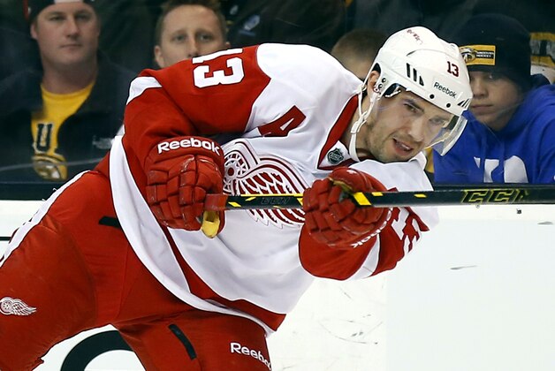 Detroit Red Wings' Pavel Datsyuk fires a shot against the Boston Bruins during the third period of Detroit's 1-0 win in a first-round NHL playoff hockey game in Boston Friday, April 18, 2014. (AP Photo/Winslow Townson) Detroit Red Wings' Pavel Datsyuk fires a shot against the Boston Bruins during the third period of Detroit's 1-0 win in a first-round NHL playoff hockey game in Boston Friday, April 18, 2014. (AP Photo/Winslow Townson)