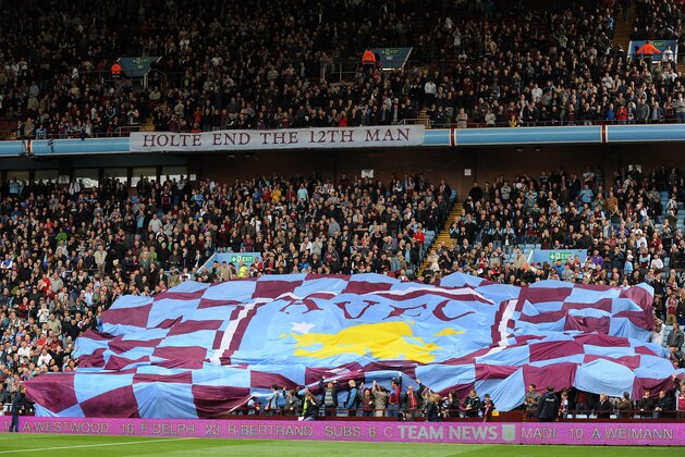 Aston Villa supporters show a Villa flag before the English Premier League soccer match between Aston Villa and Southampton at Villa Park, in Birmingham, England, Saturday, April 19, 2014. (AP Photo/Rui Vieira) Aston Villa supporters show a Villa flag before the English Premier League soccer match between Aston Villa and Southampton at Villa Park, in Birmingham, England, Saturday, April 19, 2014. (AP Photo/Rui Vieira)