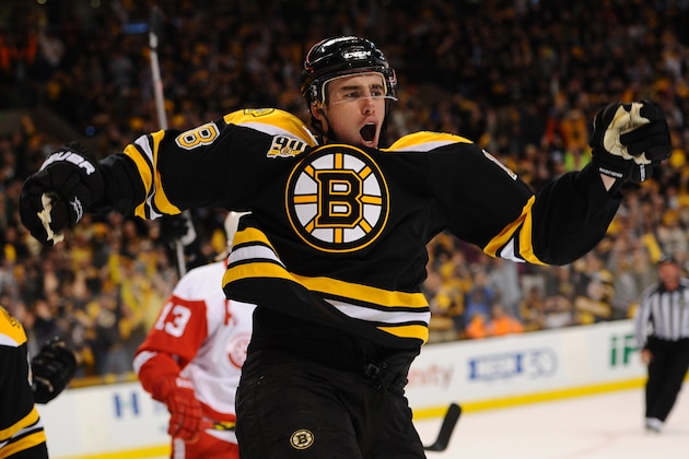 BOSTON, MA - APRIL 20: Reilly Smith #18 of the Boston Bruins celebrates a goal against the Detroit Red Wings in Game Two of the First Round of the 2014 Stanley Cup Playoffs at TD Garden on April 20, 2014 in Boston, Massachusetts. (Photo by Brian Babineau/NHLI via Getty Images) BOSTON, MA - APRIL 20: Reilly Smith #18 of the Boston Bruins celebrates a goal against the Detroit Red Wings in Game Two of the First Round of the 2014 Stanley Cup Playoffs at TD Garden on April 20, 2014 in Boston, Massachusetts. (Photo by Brian Babineau/NHLI via Getty Images)