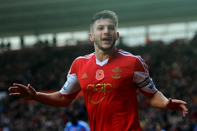 SOUTHAMPTON, ENGLAND - NOVEMBER 09:  Adam Lallana of Southampton celebrates as he scores their third goal during the Barclays Premier League match between Southampton and Hull City at St Mary's Stadium on November 9, 2013 in Southampton, England.  (Photo by Mike Hewitt/Getty Images)