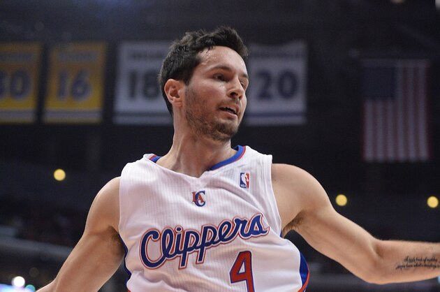 Apr 19, 2014; Los Angeles, CA, USA; Los Angeles Clippers guard J.J. Redick (4)in the first half of game one during the first round of the 2014 NBA Playoffs against the Golden State Warriors at Staples Center. Mandatory Credit: Jayne Kamin-Oncea-USA TODAY Sports