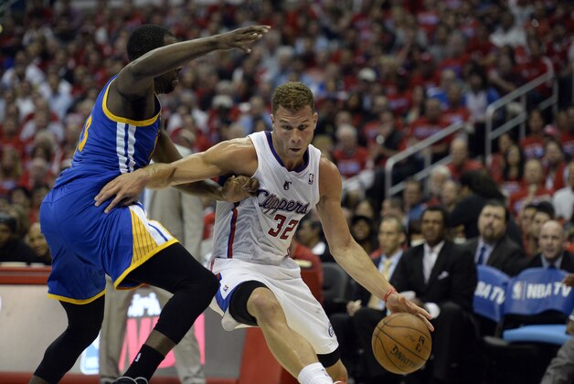 Apr 21, 2014; Los Angeles, CA, USA; Los Angeles Clippers forward Blake Griffin (32) drives against Golden State Warriors forward Draymond Green (23) during the third quarter in game two during the first round of the 2014 NBA Playoffs at Staples Center. Mandatory Credit: Richard Mackson-USA TODAY Sports Apr 21, 2014; Los Angeles, CA, USA; Los Angeles Clippers forward Blake Griffin (32) drives against Golden State Warriors forward Draymond Green (23) during the third quarter in game two during the first round of the 2014 NBA Playoffs at Staples Center. Mandatory Credit: Richard Mackson-USA TODAY Sports