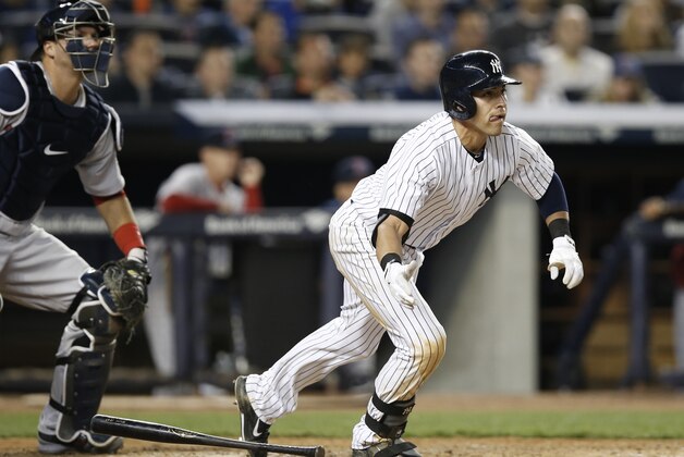 New York Yankees Jacoby Ellsbury bats in a baseball game against the Boston Red Sox at Yankee Stadium in New York, Sunday, April 13, 2014. (AP Photo/Kathy Willens) New York Yankees Jacoby Ellsbury bats in a baseball game against the Boston Red Sox at Yankee Stadium in New York, Sunday, April 13, 2014. (AP Photo/Kathy Willens)
