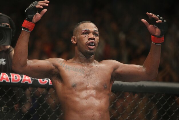 Sep 21, 2013; Toronto, Ontario, CAN; Jon Jones reacts during his fight against Alexander Gustafsson (not pictured) during their Light Heavyweight Championship bout at UFC 165 at the Air Canada Centre. Mandatory Credit: Tom Szczerbowski-USA TODAY Sports