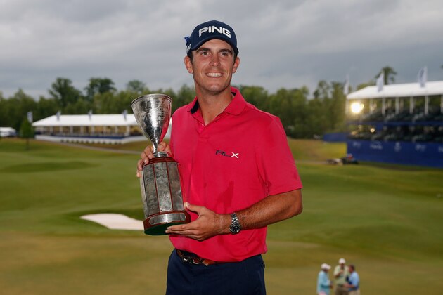 AVONDALE, LA - APRIL 28:  Billy Horschel poses for a photo with the winner's trophy after winning the Zurich Classic of New Orleans at TPC Louisiana on April 28, 2013 in Avondale, Louisiana.  (Photo by Chris Graythen/Getty Images)