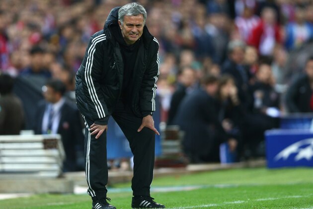 MADRID, SPAIN - APRIL 22:  Manager Jose Mourinho of Chelsea looks on from the dug out during the UEFA Champions League Semi Final first leg match between Club Atletico de Madrid and Chelsea at Vicente Calderon Stadium on April 22, 2014 in Madrid, Spain.  (Photo by Paul Gilham/Getty Images)