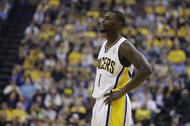 Indiana Pacers' Lance Stephenson in action during the first half in Game 2 of an opening-round NBA basketball playoff series against the Atlanta Hawks Tuesday, April 22, 2014, in Indianapolis. (AP Photo/Darron Cummings) Indiana Pacers' Lance Stephenson in action during the first half in Game 2 of an opening-round NBA basketball playoff series against the Atlanta Hawks Tuesday, April 22, 2014, in Indianapolis. (AP Photo/Darron Cummings)