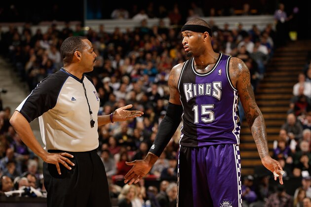 SACRAMENTO, CA - FEBRUARY 19: DeMarcus Cousins #15 of the Sacramento Kings talks to referee Bennie Adams during their game against the San Antonio Spurs at Sleep Train Arena on February 19, 2013 in Sacramento, California. NOTE TO USER: User expressly acknowledges and agrees that, by downloading and or using this photograph, User is consenting to the terms and conditions of the Getty Images License Agreement. (Photo by Ezra Shaw/Getty Images) SACRAMENTO, CA - FEBRUARY 19: DeMarcus Cousins #15 of the Sacramento Kings talks to referee Bennie Adams during their game against the San Antonio Spurs at Sleep Train Arena on February 19, 2013 in Sacramento, California. NOTE TO USER: User expressly acknowledges and agrees that, by downloading and or using this photograph, User is consenting to the terms and conditions of the Getty Images License Agreement. (Photo by Ezra Shaw/Getty Images)