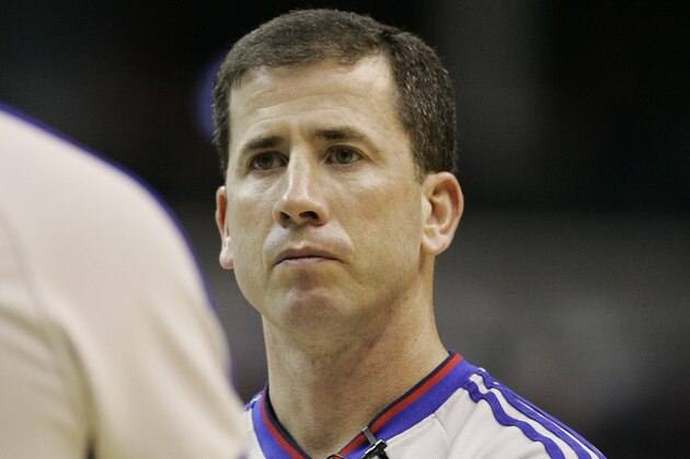 ** ADVANCE FOR WEEKEND EDITIONS, OCT. 20-21 ** FILE ** NBA official Tim Donaghy talks with another official during a timeout during a Washington Wizards New Jersey Nets basketball game, in this April 10, 2007 file photo, in Washington.  (AP Photo/Haraz N. Ghanbari, file)