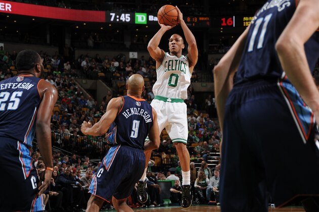 BOSTON, MA - APRIL 11: Avery Bradley #0 of the Boston Celtics shoots the ball against the Charlotte Bobcats on April 11, 2014 at the TD Garden in Boston, Massachusetts.  NOTE TO USER: User expressly acknowledges and agrees that, by downloading and or using this photograph, User is consenting to the terms and conditions of the Getty Images License Agreement. Mandatory Copyright Notice: Copyright 2014 NBAE  (Photo by Brian Babineau/NBAE via Getty Images)