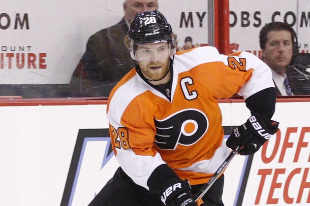 Philadelphia Flyers' Claude Giroux in action during the second period in Game 3 of an NHL hockey first-round playoff series against the New York Rangers, Tuesday, April 22, 2014, in Philadelphia. The Rangers won 4-1. (AP Photo/Chris Szagola) Philadelphia Flyers' Claude Giroux in action during the second period in Game 3 of an NHL hockey first-round playoff series against the New York Rangers, Tuesday, April 22, 2014, in Philadelphia. The Rangers won 4-1. (AP Photo/Chris Szagola)
