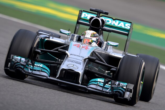 SHANGHAI, CHINA - APRIL 20:  Lewis Hamilton of Great Britain and Mercedes GP  drives during the Chinese Formula One Grand Prix at the Shanghai International Circuit on April 20, 2014 in Shanghai, China.  (Photo by Lars Baron/Getty Images)