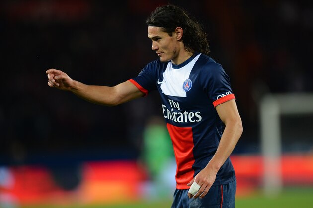 PARIS, FRANCE - JANUARY 31:  Edison Roberto Cavani of Paris Saint-Germain FC during the Ligue 1 match between Paris Saint-Germain FC and FC Girondins de Bordeaux at Parc des Princes on January 31, 2014 in Paris, France.  (Photo by Shaun Botterill/Getty Images)