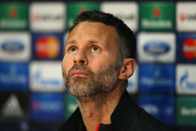 MANCHESTER, ENGLAND - MARCH 31:  Ryan Giggs of Manchester United looks on as he faces the media during a press conference at Old Trafford on March 31, 2014 in Manchester, England.  (Photo by Alex Livesey/Getty Images)