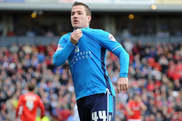 BARNSLEY, ENGLAND - APRIL 19:  Ross McCormack of Leeds United celebrates scoring his team's first goal during the Sky Bet Championship match between Barnsley and Leeds United at Oakwell on April 19, 2014 in Barnsley, England, (Photo by Tony Marshall/Getty Images)