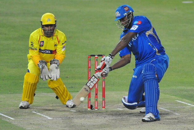 JOHANNESBURG, SOUTH AFRICA - OCTOBER 20: Kieron Pollard of Mumbai bats during the Karbonn Smart CLT20 match between Chennai Super Kings and Mumbai Indians at Bidvest Wanderers Stadium on October 20, 2012 in Johannesburg, South Africa. (Photo by Duif du Toit / Gallo Images/Getty Images)