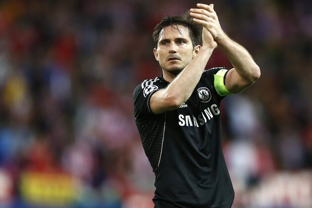 Chelsea's Frank Lampard greets Chelsea fans after the Champions League semifinal first leg soccer match between Atletico Madrid and Chelsea at the Vicente Calderon stadium in Madrid, Spain, Tuesday, April 22, 2014. The match ended in a 0-0 draw. (AP Photo/Andres Kudacki) Chelsea's Frank Lampard greets Chelsea fans after the Champions League semifinal first leg soccer match between Atletico Madrid and Chelsea at the Vicente Calderon stadium in Madrid, Spain, Tuesday, April 22, 2014. The match ended in a 0-0 draw. (AP Photo/Andres Kudacki)