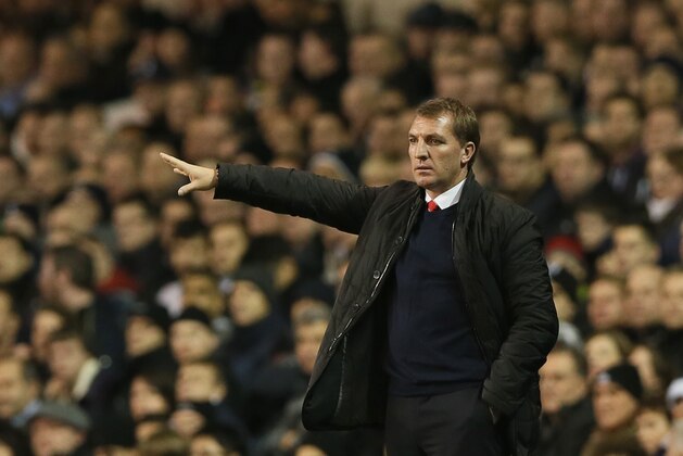 Liverpool' manager Brendan Rodgers gestures to his players during their English Premier League soccer match between Tottenham Hotspur and Liverpool at the White Hart Lane stadium in London Sunday, Dec  15  2013. Liverpool won the match 5-0. (AP Photo/Alastair Grant)