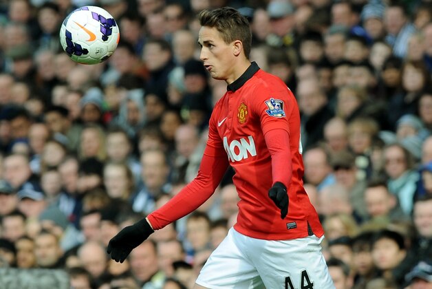 Manchester United's Adnan Januzaj  during the English Premier League soccer match between West Bromwich Albion and Manchester United at The Hawthorns Stadium in West Bromwich, England, Saturday, March 8, 2014.  (AP Photo/Rui Vieira)