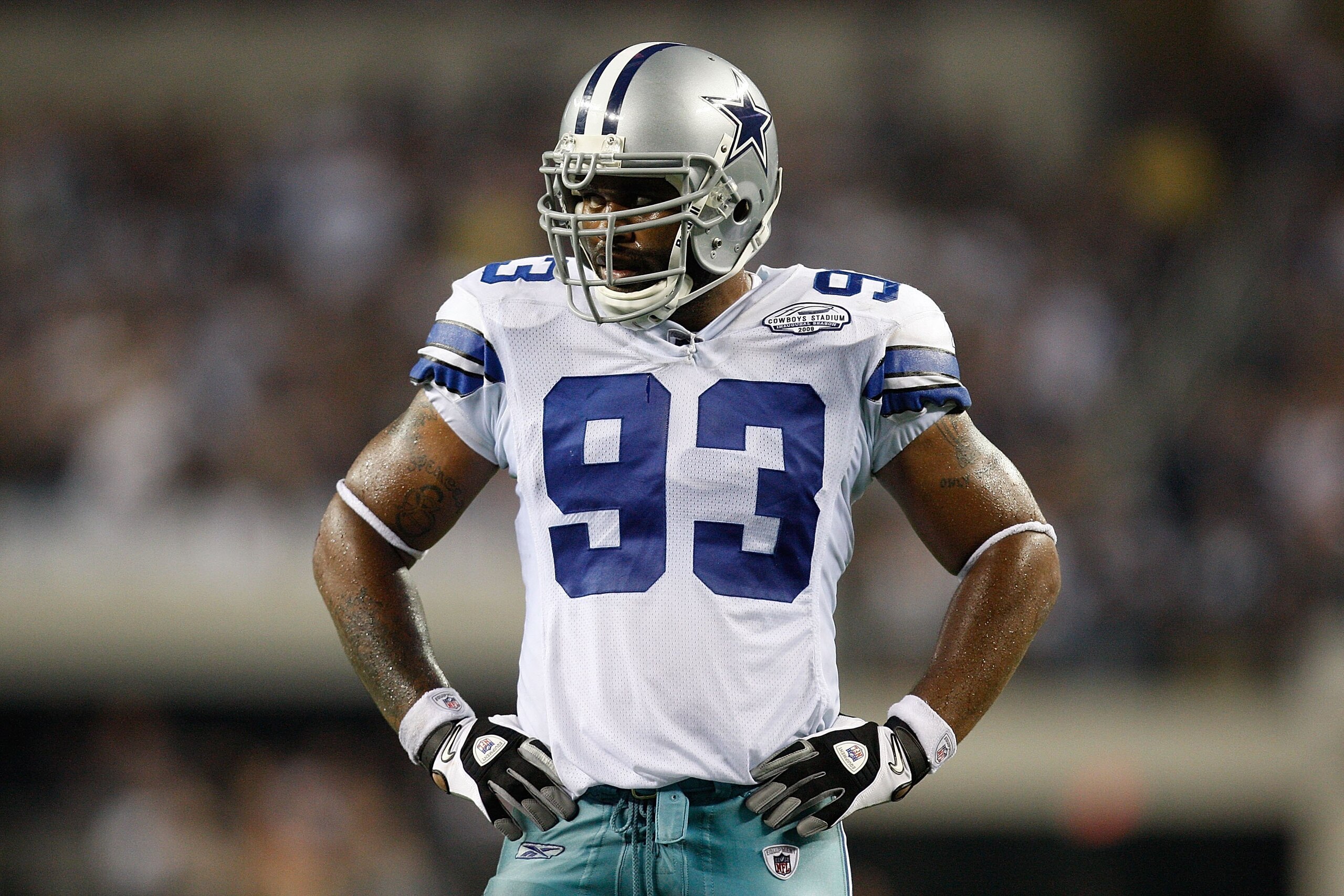 ARLINGTON, TX - SEPTEMBER 20:  Linebacker Anthony Spencer #93 of the Dallas Cowboys at Cowboys Stadium on September 20, 2009 in Arlington, Texas.  (Photo by Ronald Martinez/Getty Images)