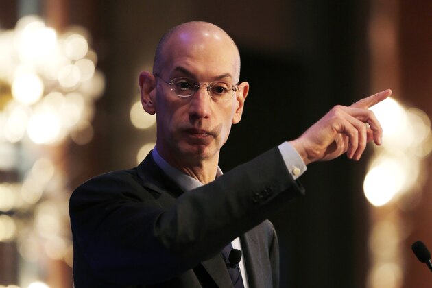 NBA Commissioner Adam Silver gestures during an address, Wednesday, March 12, 2014, in Boston. (AP Photo/Charles Krupa)