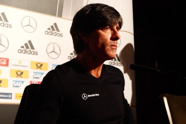 LONDON, ENGLAND - NOVEMBER 18: Germany head coach Joachim Loew faces the media during a press conference at The Royal Horseguard hotel, ahead of their International Friendly with England on November 18, 2013 in London, England. (Photo by Charlie Crowhurst/Getty Images)