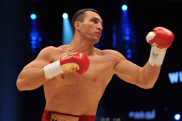 Nov 10, 2012; Hamburg, GERMANY; Wladimir Klitschko during his fight against Mariusz Wach at O2 World Arena.  Mandatory Credit: Tim Groothuis/Witters Sport via USA TODAY Sports