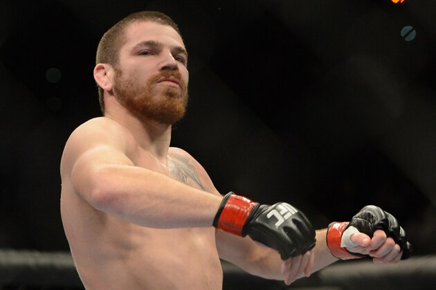 Dec 28, 2013; Las Vegas, NV, USA;    Jim Miller reacts during his UFC lightweight bout at the MGM Grand Garden Arena. Jim Miller won Mandatory Credit: Jayne Kamin-Oncea-USA TODAY Sports