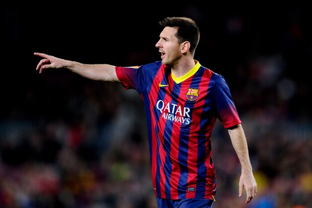 BARCELONA, SPAIN - APRIL 20:  Lionel Messi of FC Barcelona reacts during the La Liga match between FC Barcelona and Athletic Club at Camp Nou on April 20, 2014 in Barcelona, Spain.  (Photo by David Ramos/Getty Images)