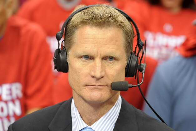 May 20, 2012; Los Angeles, CA, USA; TNT broadcaster Steve Kerr during game four of the Western Conference semifinals of the 2012 NBA Playoffs between the San Antonio Spurs and the Los Angeles Clippers at the Staples Center. Mandatory Credit: Kirby Lee/Image of Sport-USA TODAY Sports