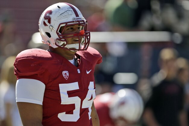 Stanford guard David Yankey during an NCAA college football game against UCLA  on Saturday, Oct. 19, 2013 in Stanford, Calif. (AP Photo/Marcio Jose Sanchez)