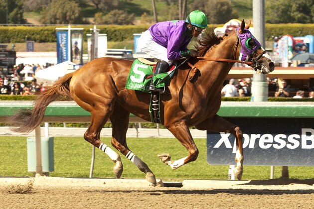 In a photo provided by Benoit Photo, California Chrome and jockey Victor Espinoza win the Santa Anita Derby horse race, Saturday, April 5, 2014, at Santa Anita in Arcadia, Calif. (AP Photo/Benoit Photo) In a photo provided by Benoit Photo, California Chrome and jockey Victor Espinoza win the Santa Anita Derby horse race, Saturday, April 5, 2014, at Santa Anita in Arcadia, Calif. (AP Photo/Benoit Photo)
