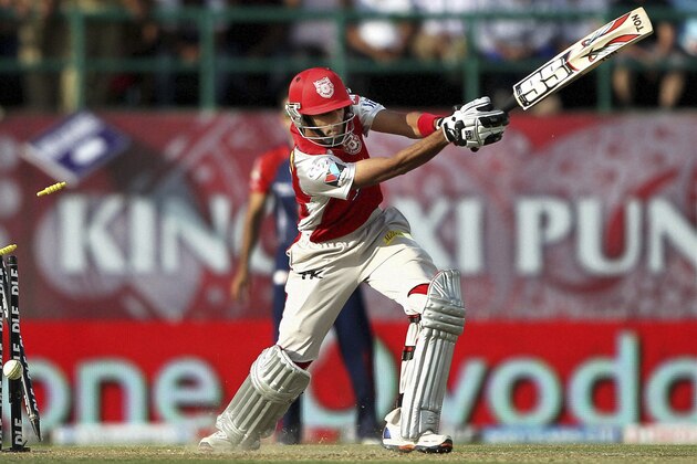 Kings XI Punjab's Gurkeerat Singh is bowled out during an Indian Premier league cricket match against Delhi Daredevils in Dharmsala, India, Saturday, May 19, 2012. (AP Photo)