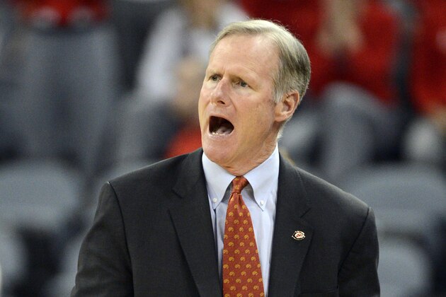 Central Missouri head coach Kim Anderson, left, argues a call with the referee during the second half of an NCAA college basketball exhibition game against Missouri, Friday, Nov. 1, 2013, in Columbia, Mo. Missouri won 92-79. (AP Photo/L.G. Patterson)
