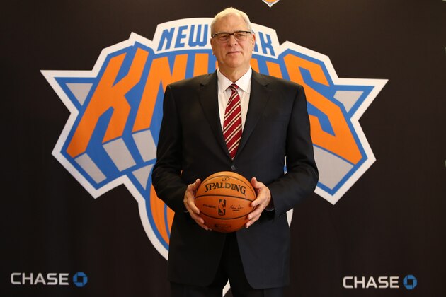 NEW YORK, NY - MARCH 18:  Phil Jackson is introduced as the new president of basketball operations for the New York Knicks on March 18, 2014 in New York City.  NOTE TO USER: User expressly acknowledges and agrees that, by downloading and/or using this Photograph, user is consenting to the terms and conditions of the Getty Images License Agreement. Mandatory Copyright Notice: Copyright 2014 NBAE (Photo by Nathaniel S. Butler/NBAE via Getty Images)