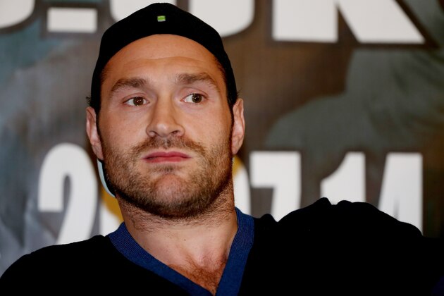 LONDON, ENGLAND - MARCH 17:  Tyson Fury is pictured during a press conference to announce a final eliminator for the WBO world heavyweight chamoionship between Dereck Chisora and Tyson Fury at the Landmark Hotel on March 17, 2014 in London, England.  (Photo by Andrew Redington/Getty Images)