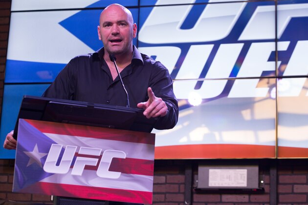 SAN JUAN, PUERTO RICO - MARCH 26: Dana White, President and CEO of the UFC, addresses the audience during a press conference in San Juan Puerto Rico to promote the sport on the island on March 26, 2014 in San Juan, Puerto Rico. (Photo by Angel Valentin/Getty Images) SAN JUAN, PUERTO RICO - MARCH 26: Dana White, President and CEO of the UFC, addresses the audience during a press conference in San Juan Puerto Rico to promote the sport on the island on March 26, 2014 in San Juan, Puerto Rico. (Photo by Angel Valentin/Getty Images)