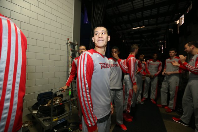 PORTLAND, OR - APRIL 27: Jeremy Lin #7 of the Houston Rockets wait to enter the court before a game against the Portland Trail Blazers in Game Four of the Western Conference Quarterfinals during the 2014 NBA Playoffs on April 27, 2014 at the Moda Center in Portland, Oregon. NOTE TO USER: User expressly acknowledges and agrees that, by downloading and or using this photograph, User is consenting to the terms and conditions of the Getty Images License Agreement. Mandatory Copyright Notice: Copyright 2014 NBAE (Photo by David Sherman/NBAE via Getty Images) PORTLAND, OR - APRIL 27: Jeremy Lin #7 of the Houston Rockets wait to enter the court before a game against the Portland Trail Blazers in Game Four of the Western Conference Quarterfinals during the 2014 NBA Playoffs on April 27, 2014 at the Moda Center in Portland, Oregon. NOTE TO USER: User expressly acknowledges and agrees that, by downloading and or using this photograph, User is consenting to the terms and conditions of the Getty Images License Agreement. Mandatory Copyright Notice: Copyright 2014 NBAE (Photo by David Sherman/NBAE via Getty Images)