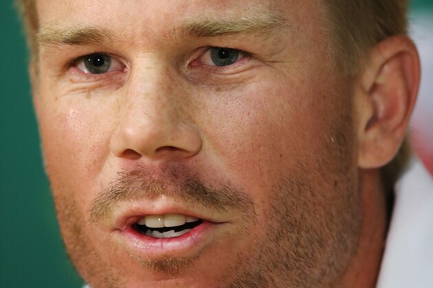 CAPE TOWN, SOUTH AFRICA - MARCH 04: David Warner of Australia speaks to the media during a press conference during day 4 of the third test match between South Africa and Australia at Sahara Park Newlands on March 4, 2014 in Cape Town, South Africa.  (Photo by Morne de Klerk/Getty Images)