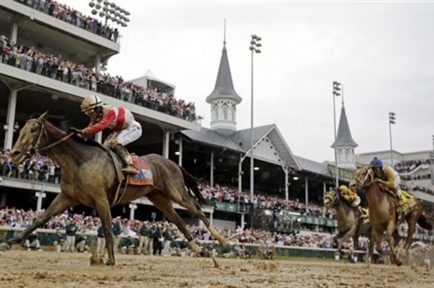 ADVANCE FOR WEEKEND EDITIONS, APRIL 26-27 - FILE - In this May 4, 2013 file photo, Joel Rosario rides Orb, left, to victory in the 139th Kentucky Derby at Churchill Downs  in Louisville, Ky. A full field of 20 is expected for the 140th Kentucky Derby on May 3, 2014. (AP Photo/David J. Phillip, File)