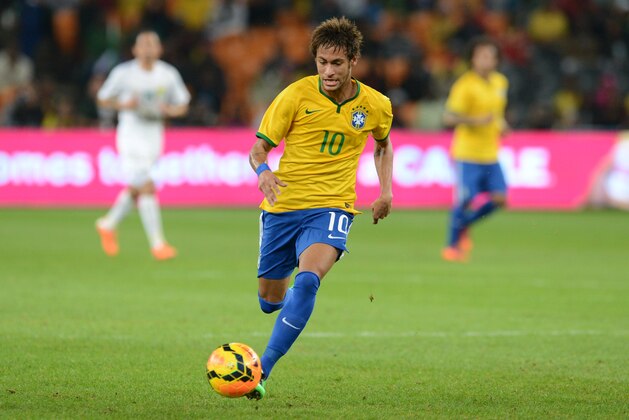 JOHANNESBURG, SOUTH AFRICA - MARCH 05:  Neymar of Brazil  during the International Friendly match between South Africa and Brazil at FNB Stadium on March 05, 2014 in Johannesburg, South Africa. (Photo by Lefty Shivambu/Gallo Images/Getty Images)