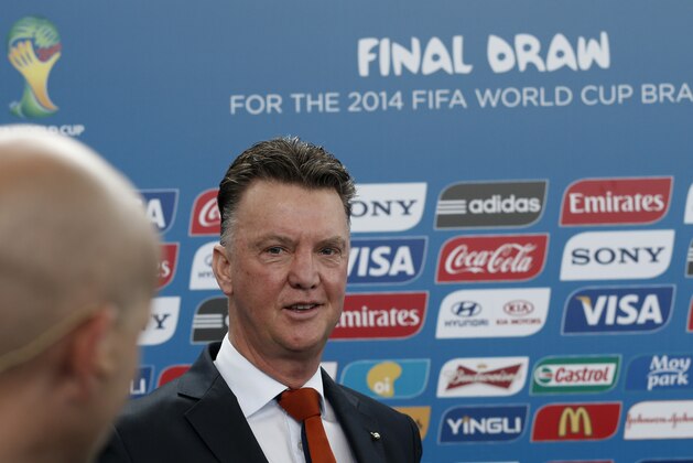Netherlands head coach Louis Van Gaal arrives for the draw ceremony for the 2014 soccer World Cup in Costa do Sauipe near Salvador, Brazil, Friday, Dec. 6, 2013. (AP Photo/Silvia Izquierdo)