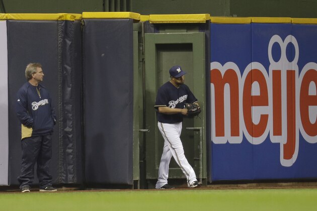 MILWAUKEE, WI - APRIL 21: Francisco Rodriguez #57 of the Milwaukee Brewers walks onto the field to pitch in the top of the ninth inning against the San Diego Padres at Miller Park on April 21, 2014 in Milwaukee, Wisconsin. (Photo by Mike McGinnis/Getty Images)