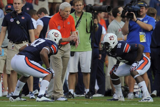 Oct 5, 2013; Auburn, AL, USA; Auburn Tigers defensive coordinator Ellis Johnson before the game between the Auburn Tigers and the Mississippi Rebels at Jordan Hare Stadium. Mandatory Credit: Shanna Lockwood-USA TODAY Sports