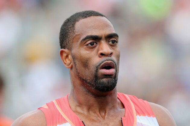 DES MOINES, IA - JUNE 23:  Tyson Gay reacts after winning the Men's 200 Meter Dash final on day four of the 2013 USA Outdoor Track & Field Championships at Drake Stadium on June 23, 2013 in Des Moines, Iowa.  (Photo by Christian Petersen/Getty Images)